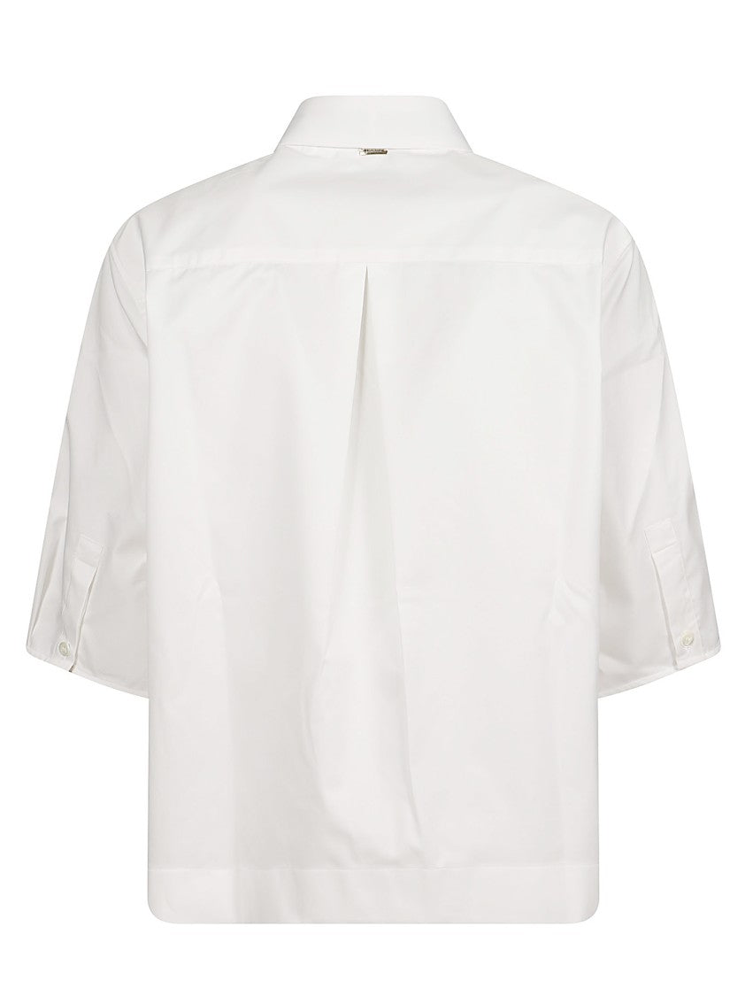 Herno Boxy White Poplin Shirt With Grosgrain Ribbon Tie