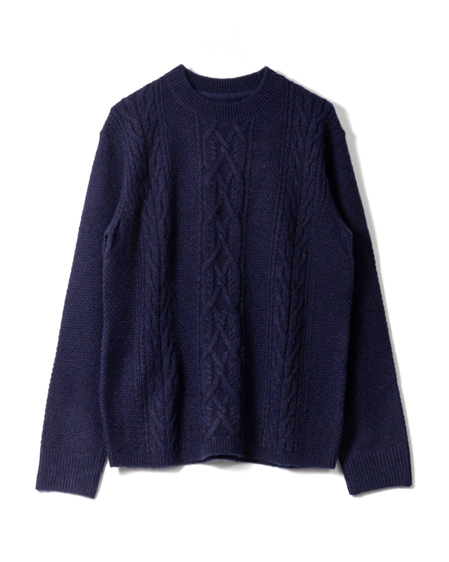 Wax London Textured Cable Knit Crewneck Sweater