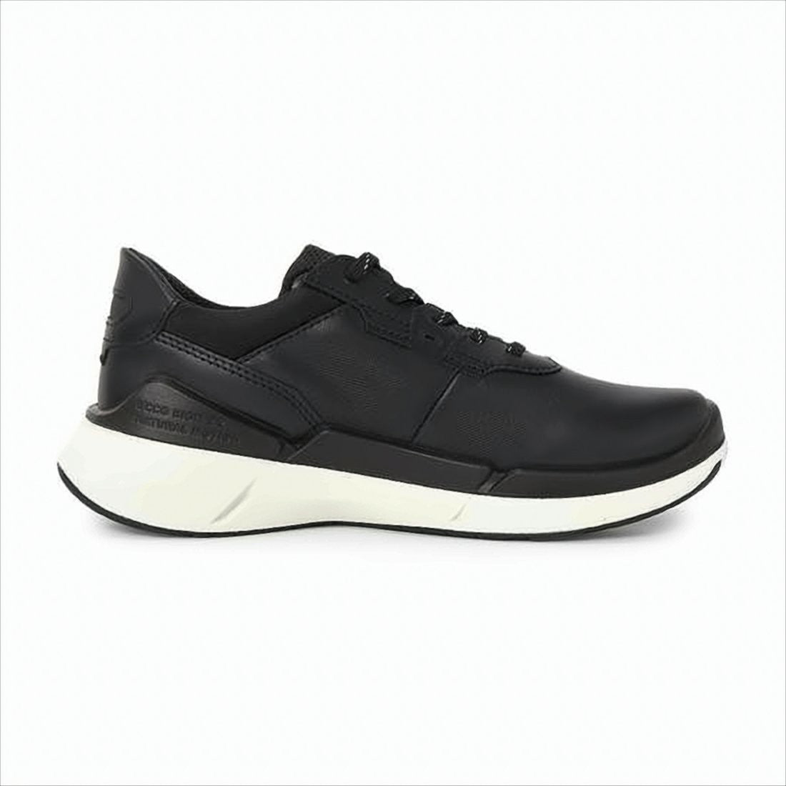 Ecco Black Leather Sneaker With Perforated Detailing