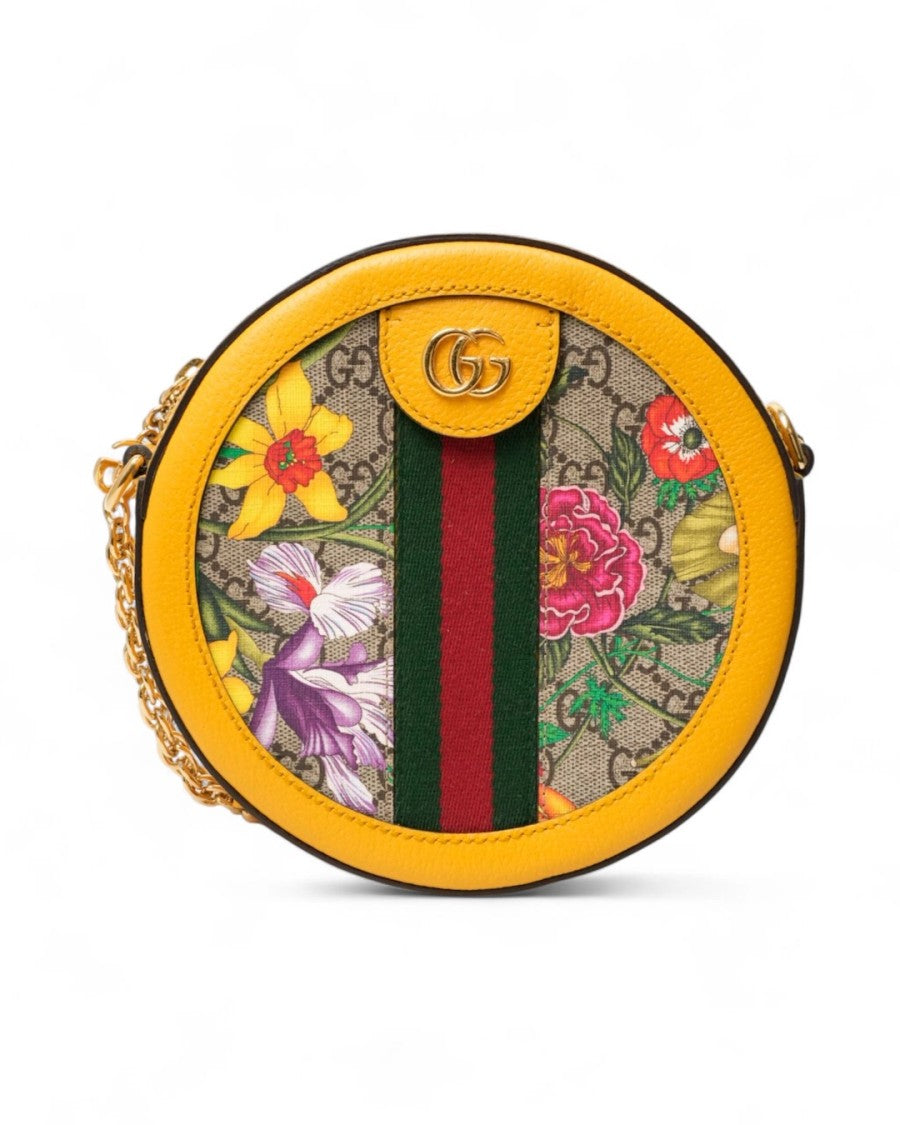 Gucci Ophidia Round Flora Gg Supreme In Yellow