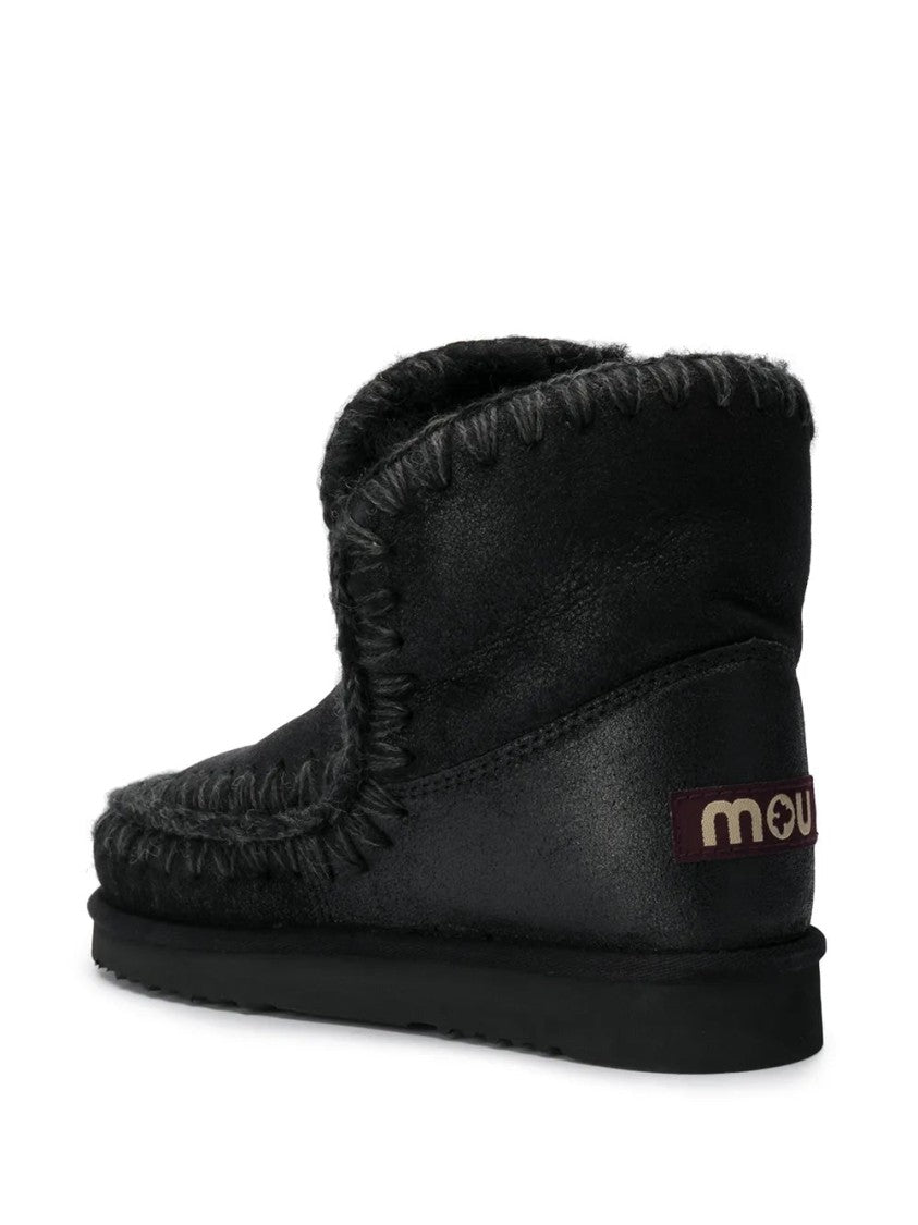 Mou Soft Leather Ankle Boots With Decorative Stitching
