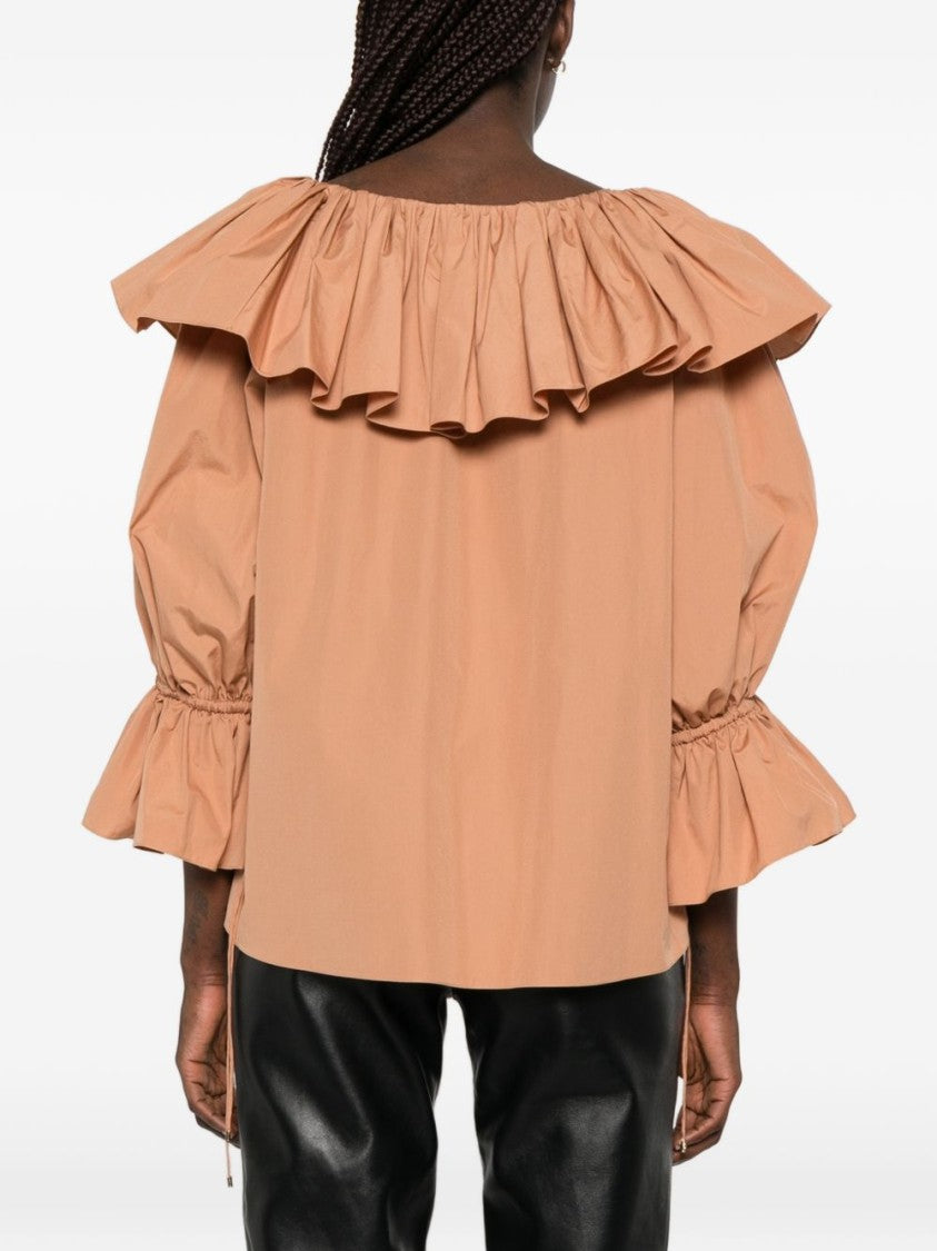 Chloé Loose Fit Ruffled Neckline Blouse