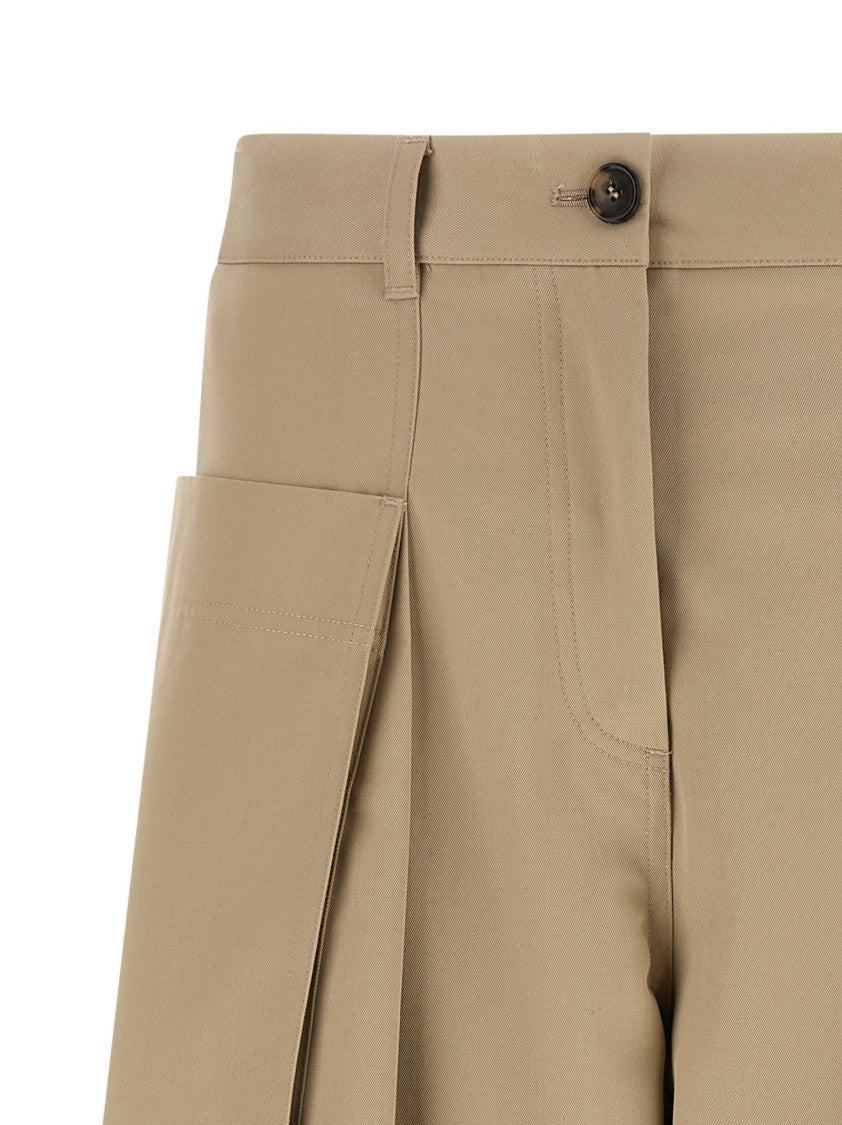 Loewe Medium Waist Cropped Cargo Trousers With Wide Leg