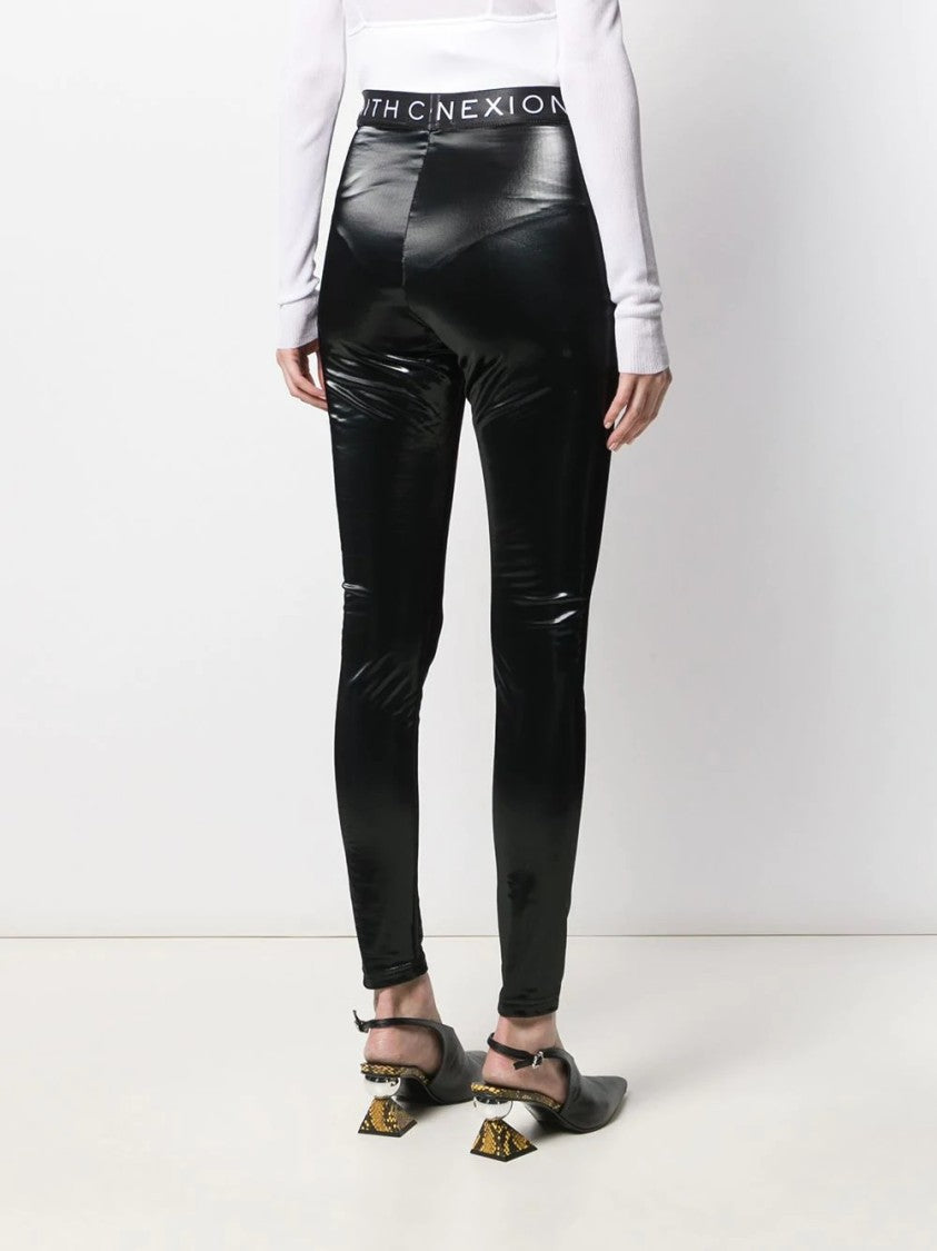Faith Connexion Fitted Black Trousers With Glossy Finish