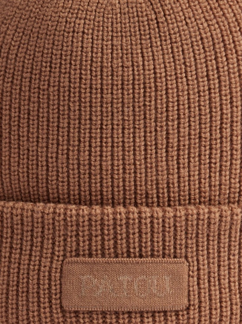 Patou Ribbed Brown Merino Wool Knitted Hat