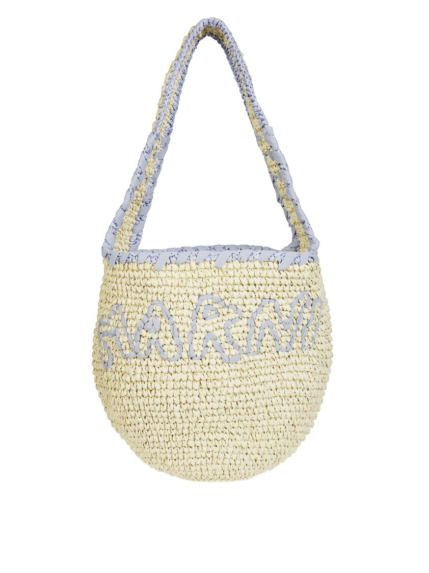 Marni Rounded Woven Shoulder Bag With Contrasting Strap