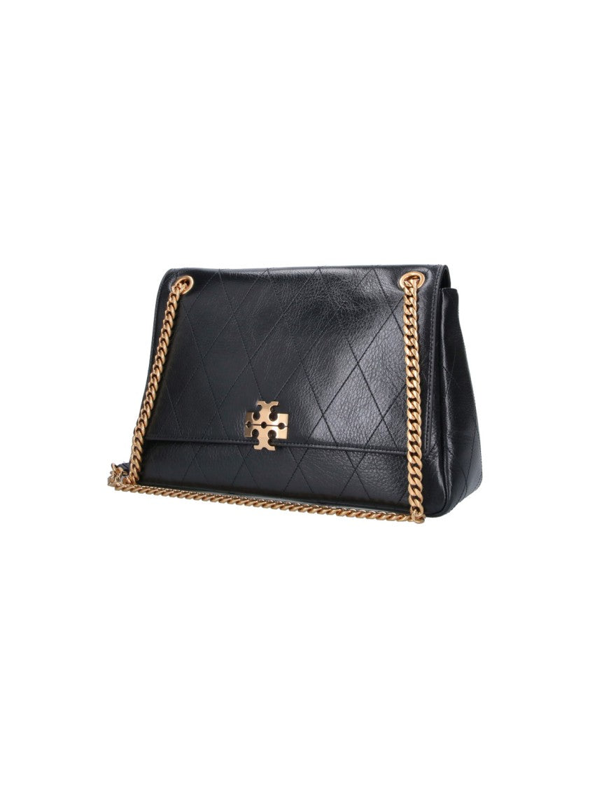 Tory Burch Black Quilted Leather Charlie Shoulder Bag