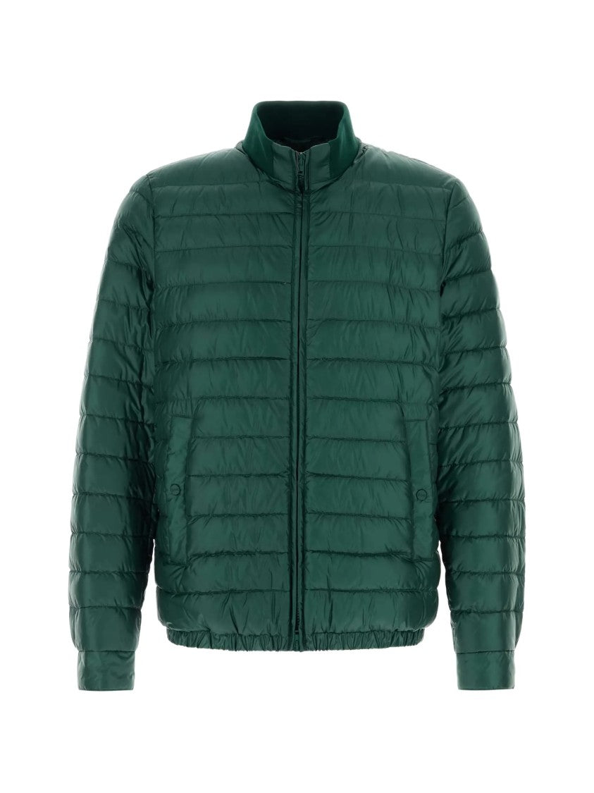 Herno Green Piumino Quilted Ribbed Knit Jacket