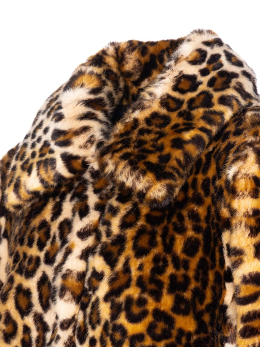 Liu Jo Mid-Length Leopard Print Faux Fur Coat