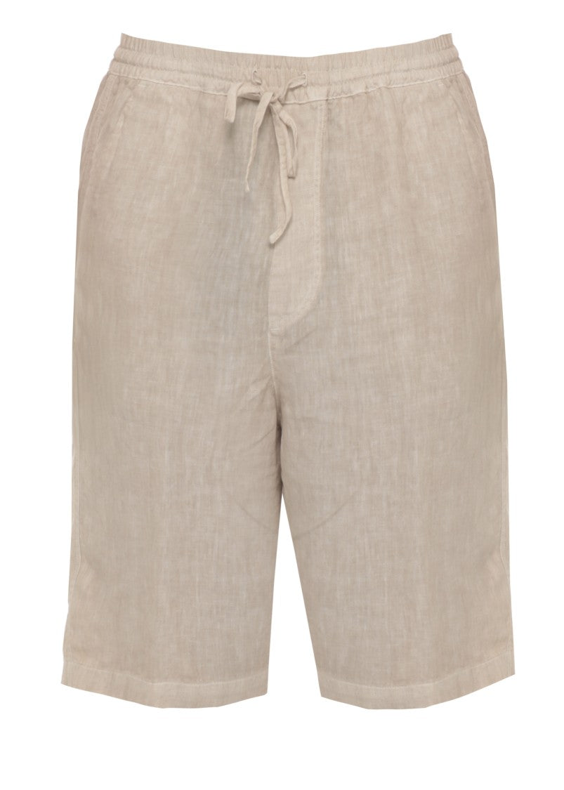 120% Lino Beige Relaxed Linen Bermuda Shorts