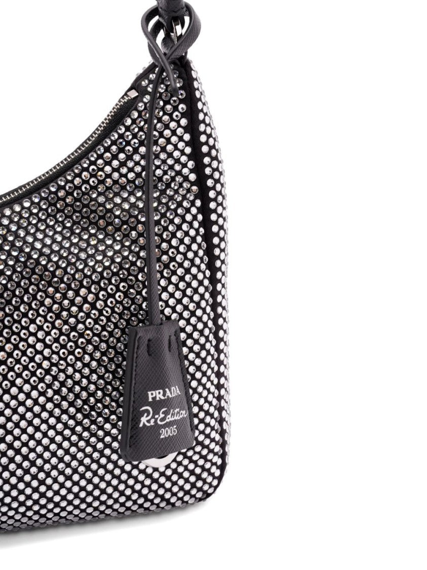 Prada Compact Crystal-Studded Minibag With Leather Handle