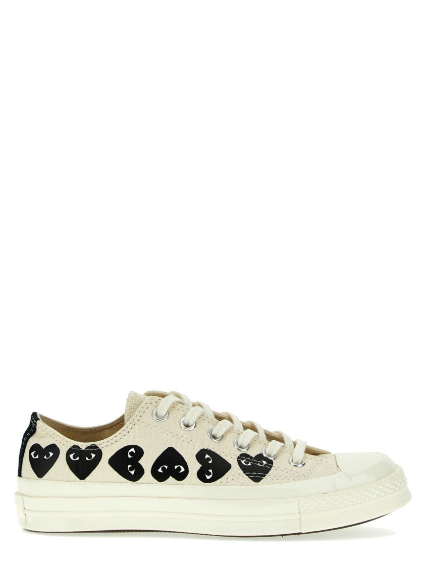 Comme Des Garçons Contrast Heart Print Canvas Sneakers