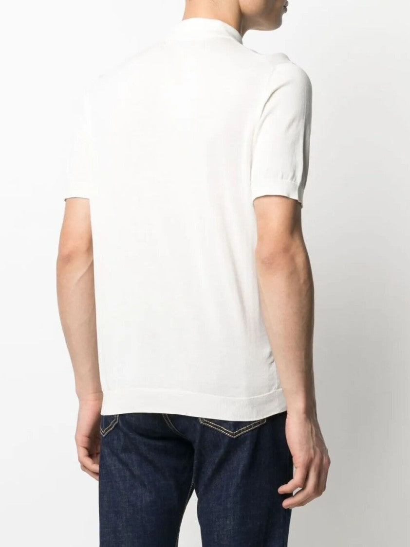 Drumohr Tailored White Cotton Polo