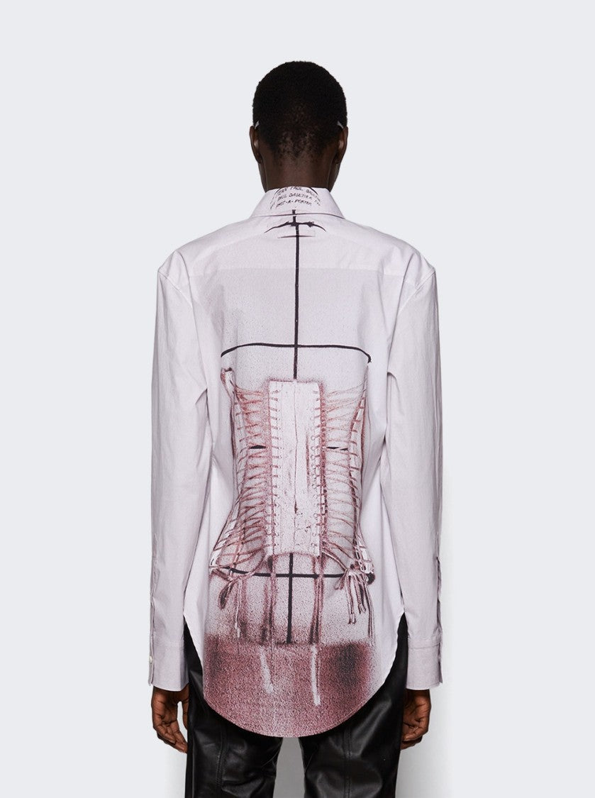 Jean Paul Gaultier Trompe L'oeil Corset Shirt Dusty Pink And White