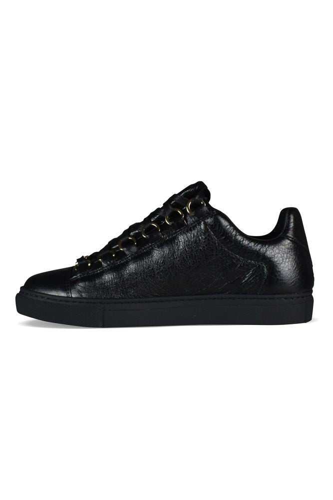 Balenciaga Textured Black Low-Top Sneakers With Metallic Accents