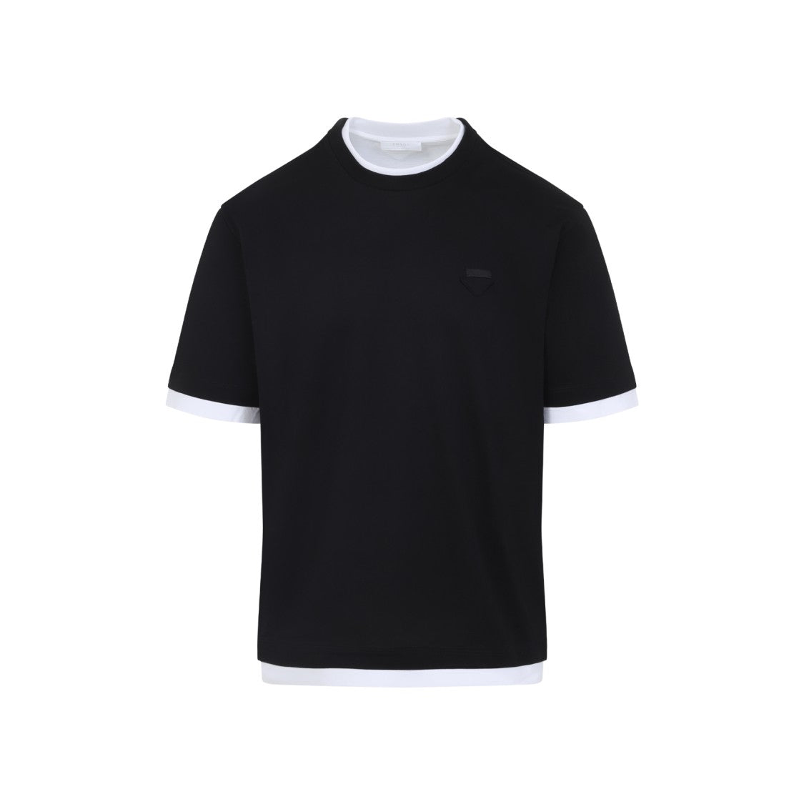 Prada Layered Look Black Cotton T-Shirt