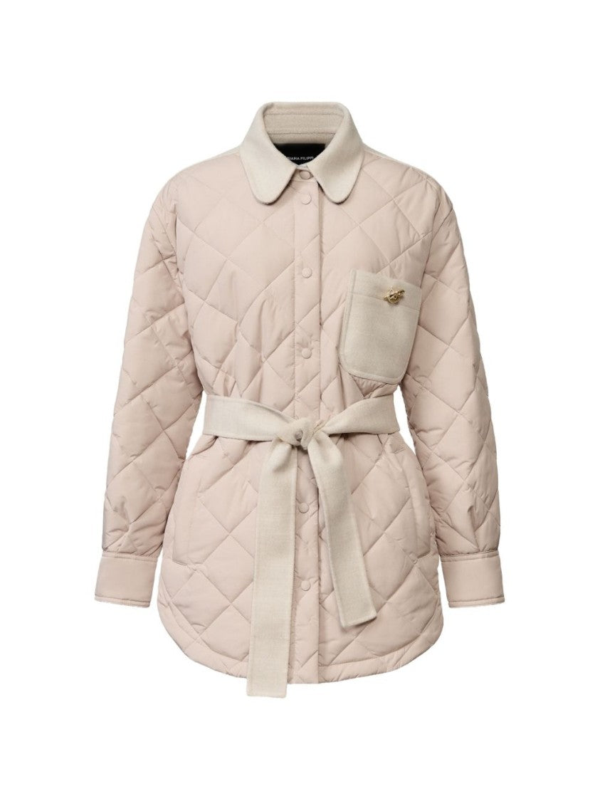 Fabiana Filippi Diamond-Quilted Decorative Gold Accents Short Coat