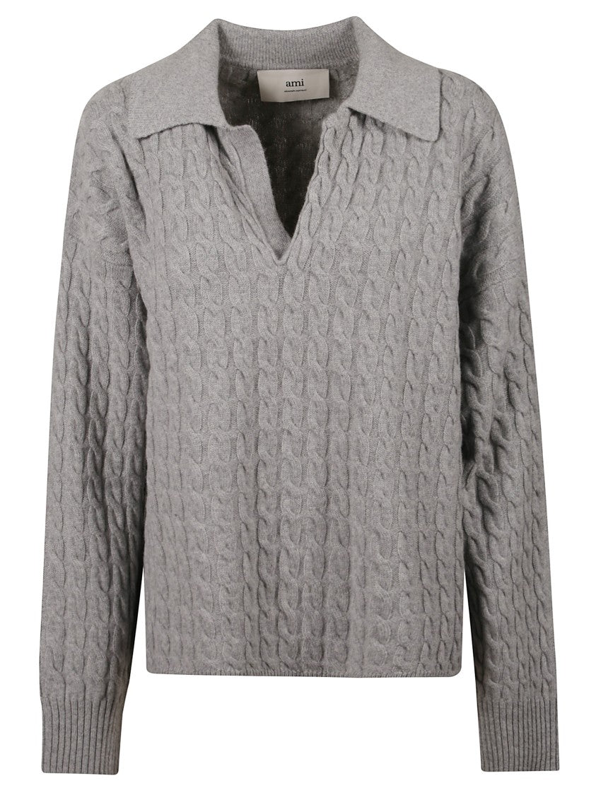 Ami Wool And Cashmere Polo Shirt L/S