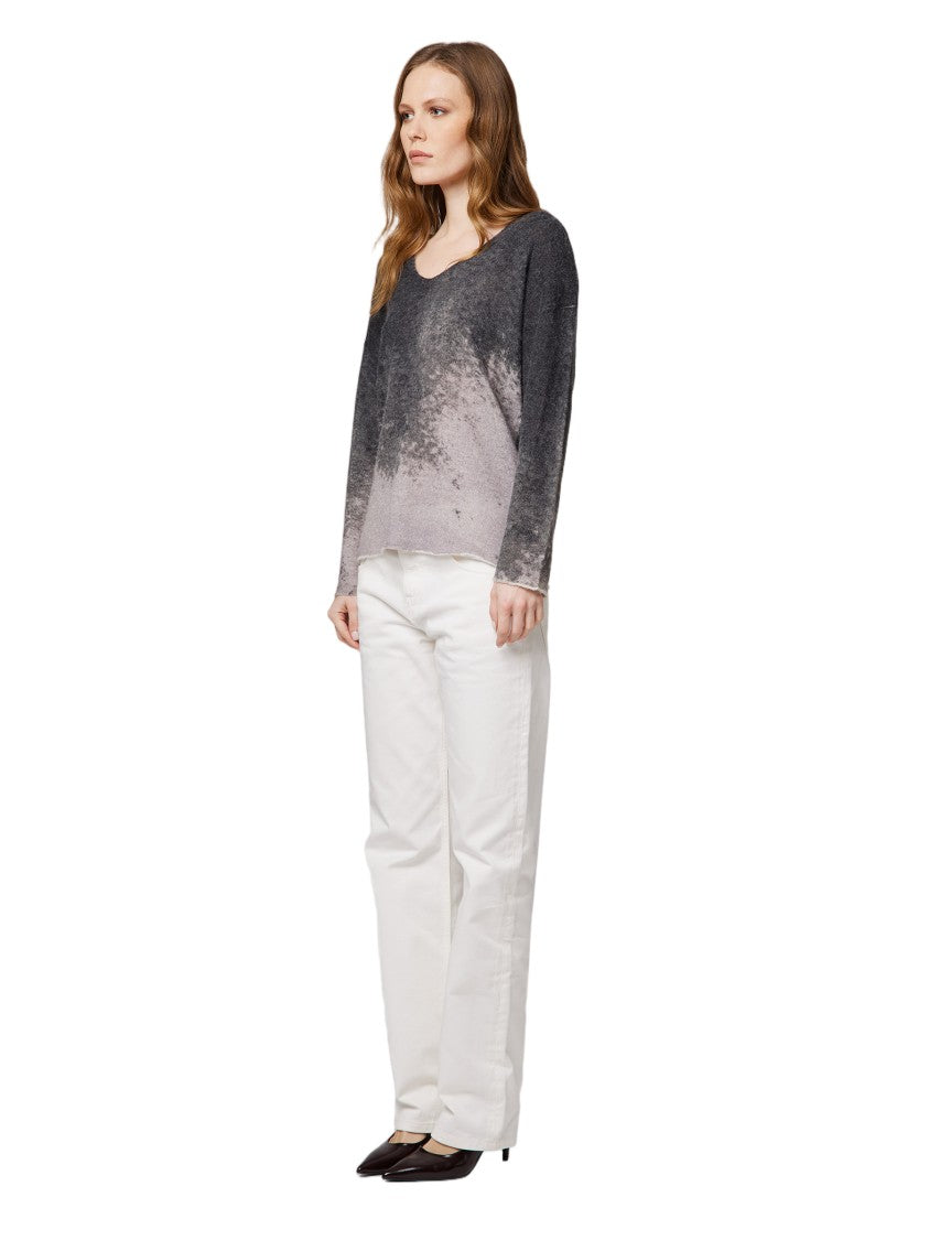 Alpha Studio V-Neck Gradient Long-Sleeved Top