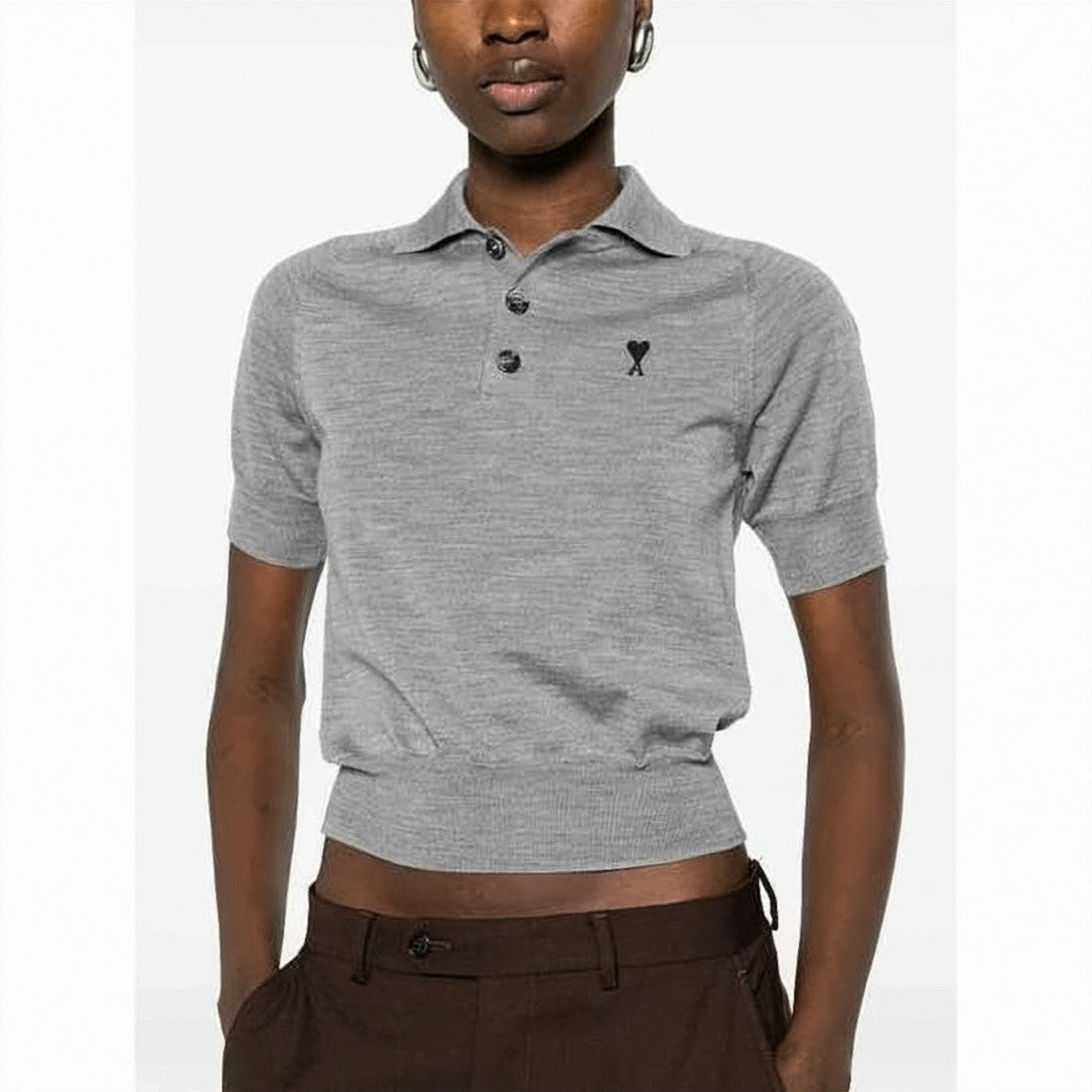 Ami Paris Short-Sleeved Polo Shirt In Fine Wool