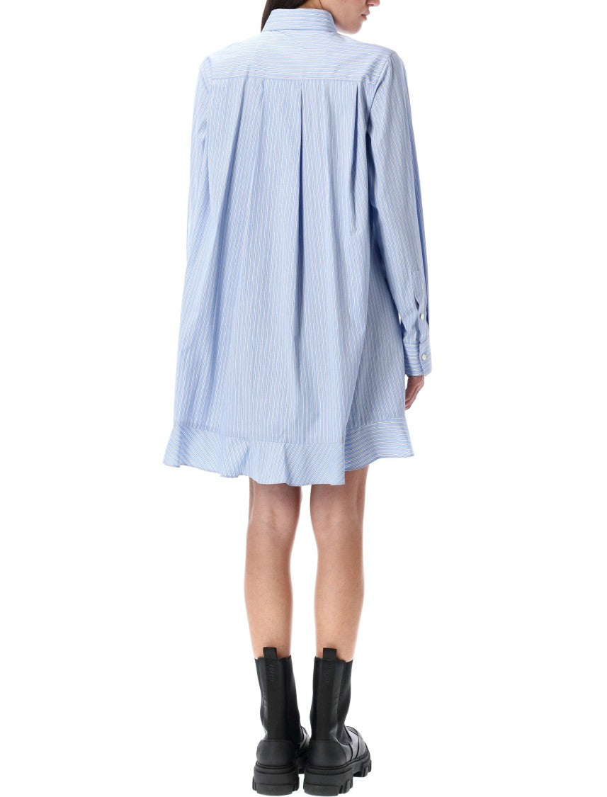 Sacai Frilled Hem Striped Shirt Dress