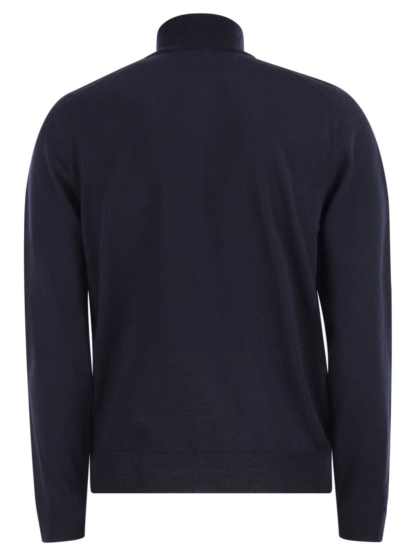 Boss Virgin Wool Knitted Cardigan With Zip