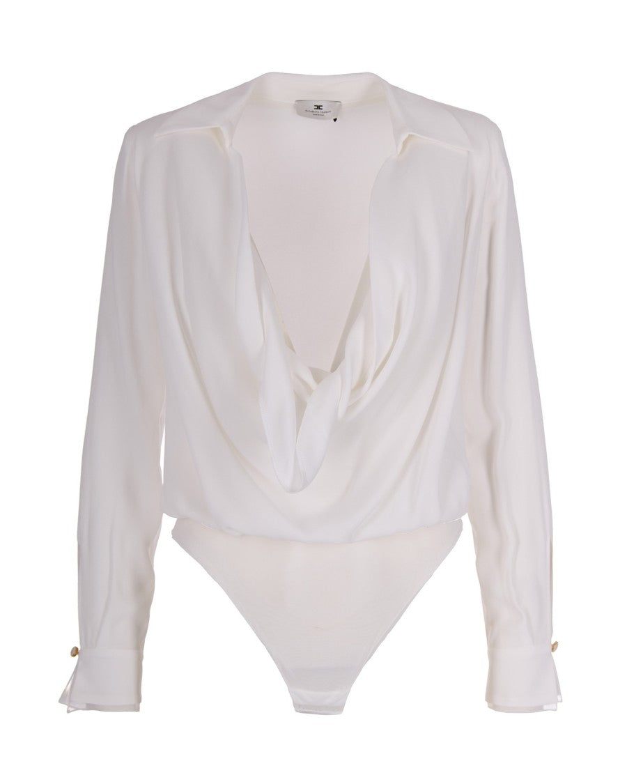 Elisabetta Franchi Regular Fit Georgette Bodysuit With Structured Shoulders
