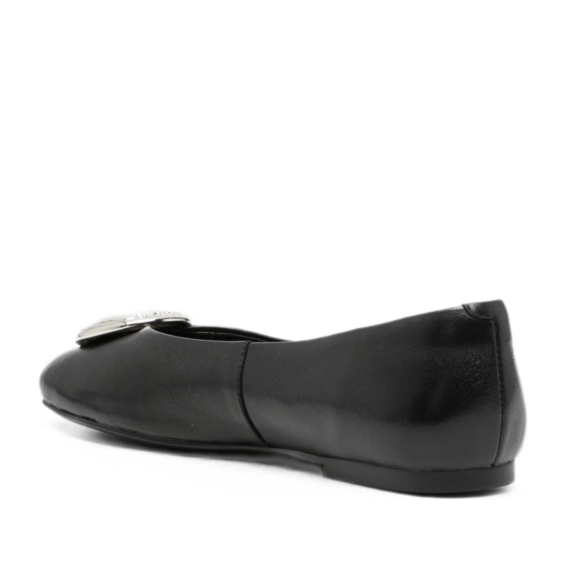 Adrianna Feretti Black Metallic Embellishment Leather Flats