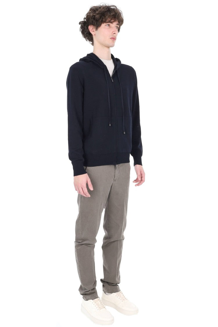 Drumohr Blue Full-Zip Cotton Sweater