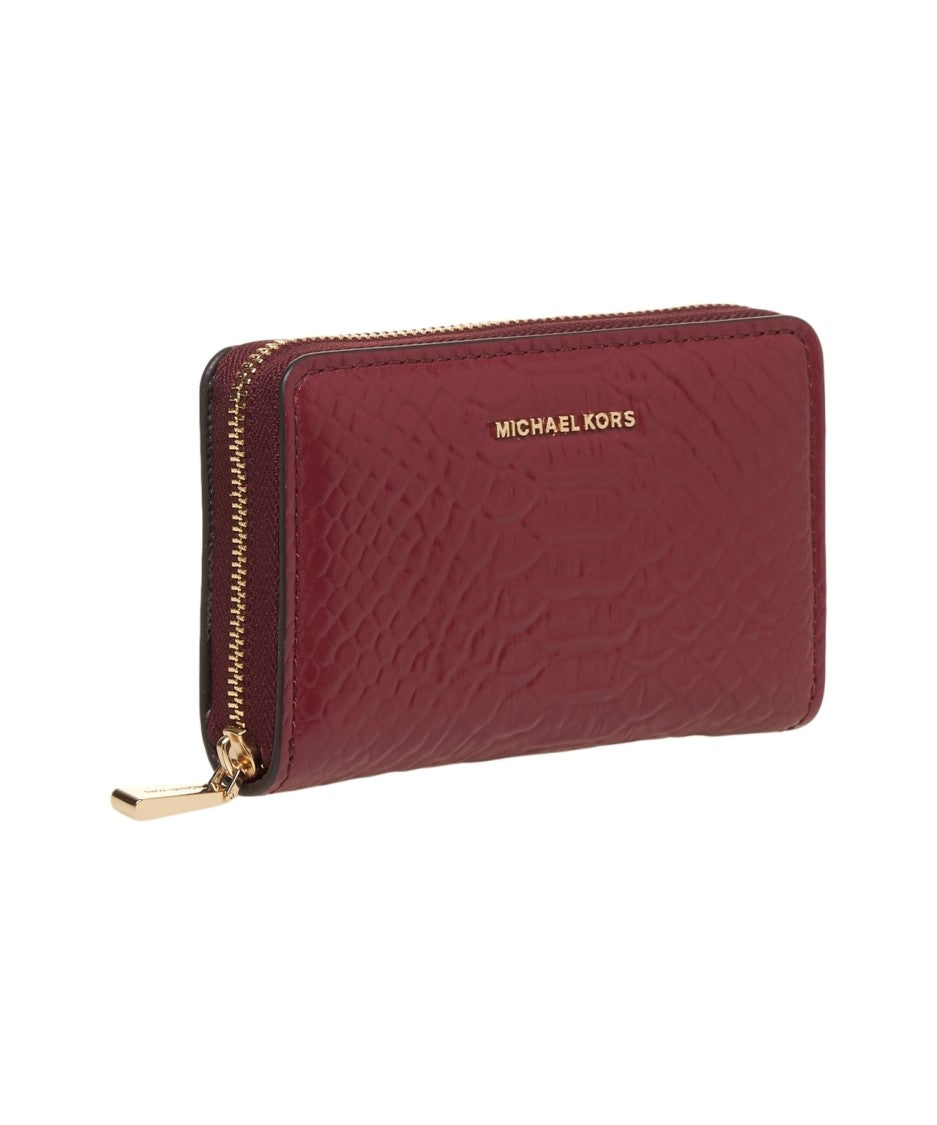 Michael Kors Crocodile-Effect Leather Wallet With Zip Closure