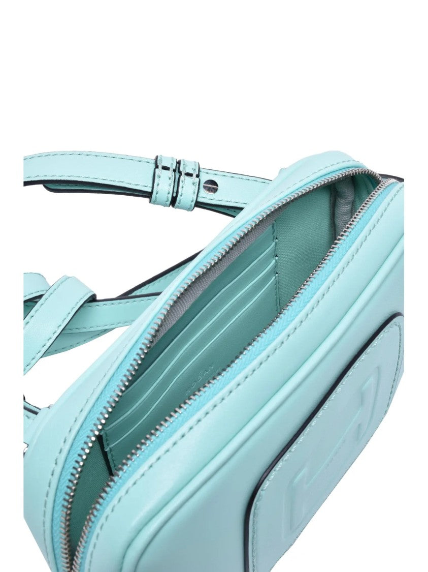 Hogan Aqua Green Zip Small Leather Shoulder Bag