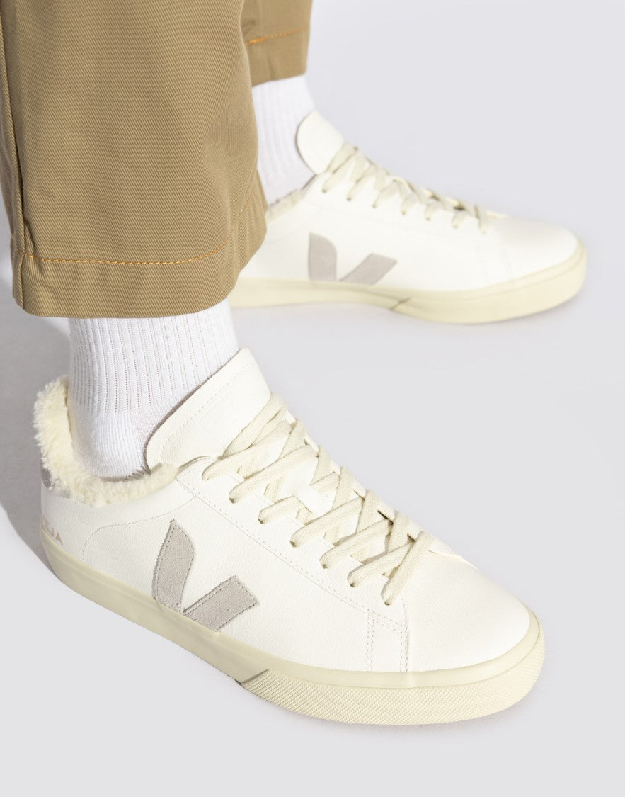 Veja White Campo Fured Low-Top Leather Sneakers