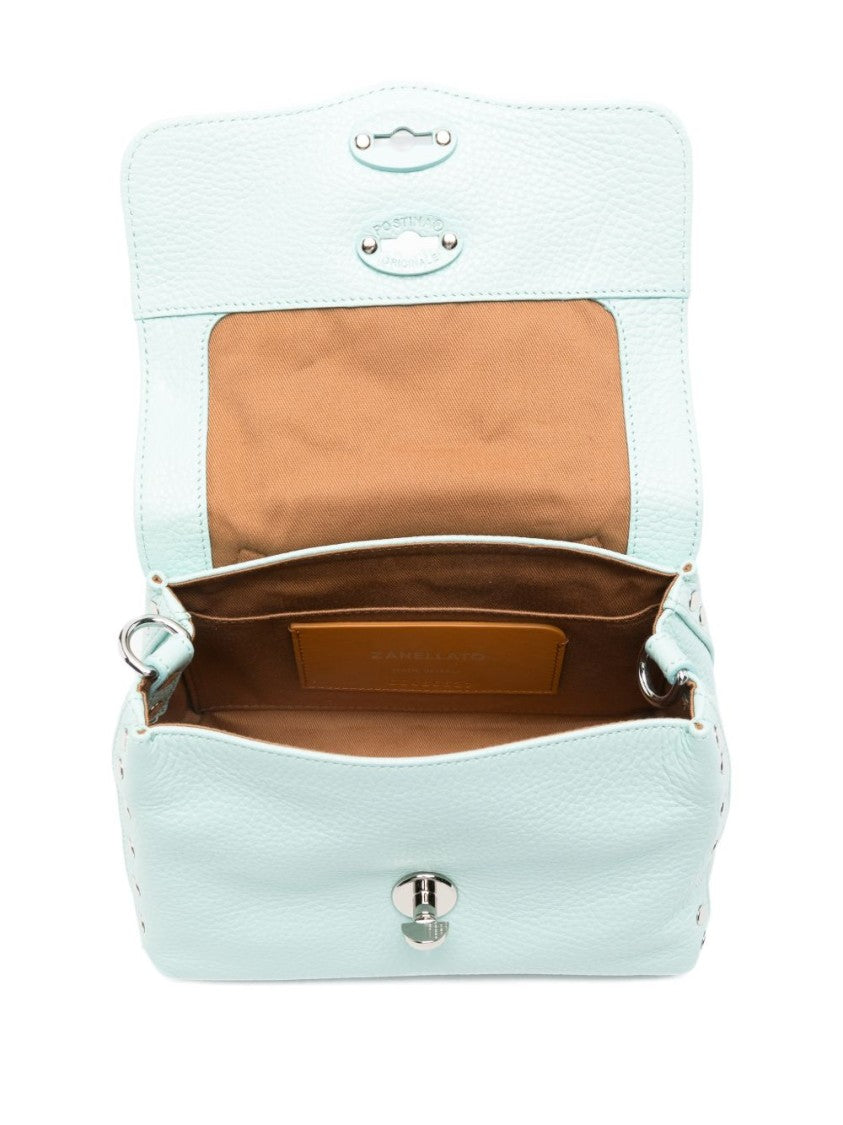 Zanellato Blue Studded Details Top Handle Shoulder Bag