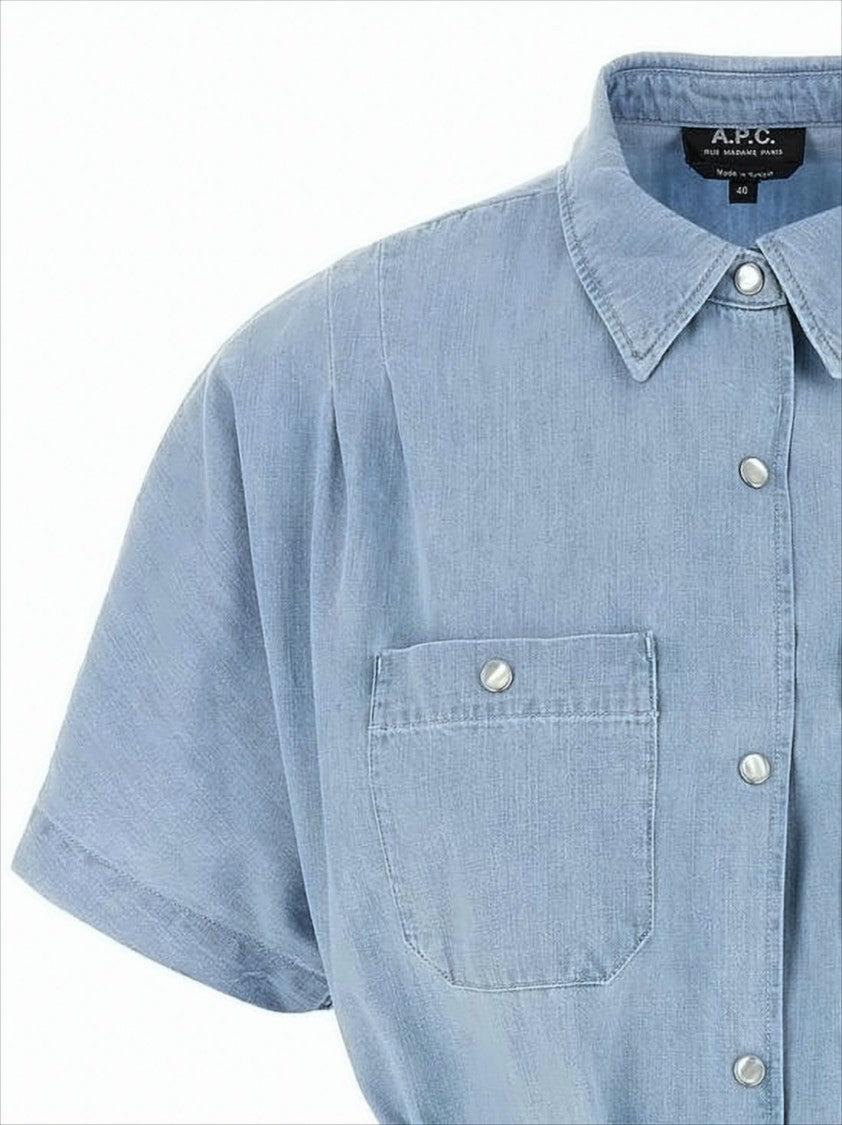 A.P.C. Short Denim Dress With Classic Collar
