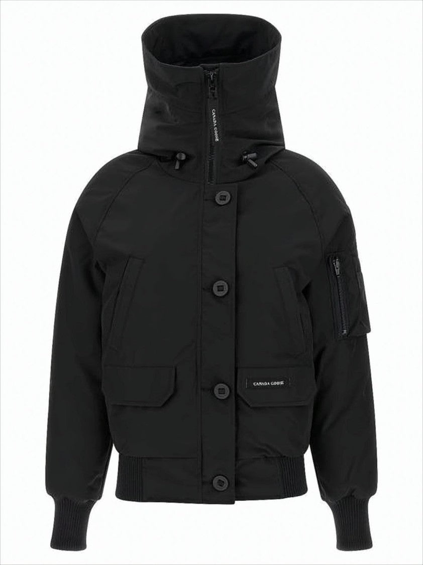 Canada Goose Padded Black Bomber Jacket With Adjustable Collar