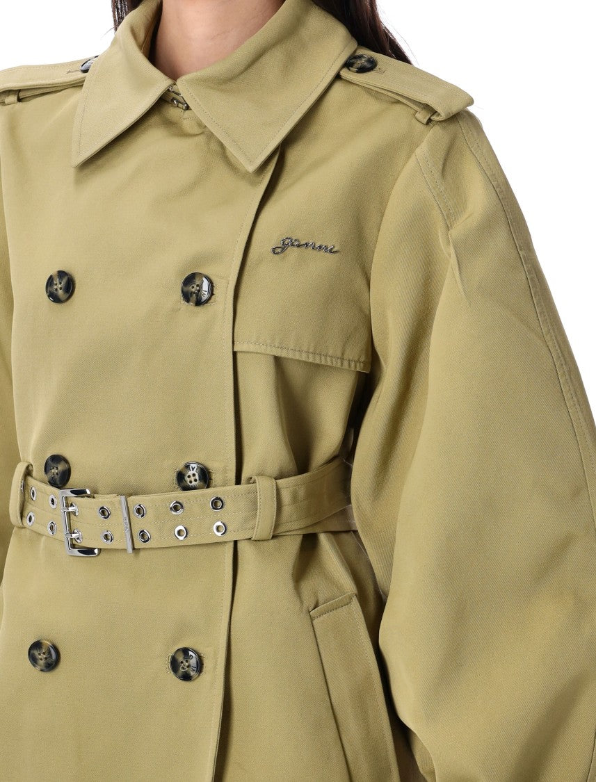 Ganni Twill Midi Trench Coat