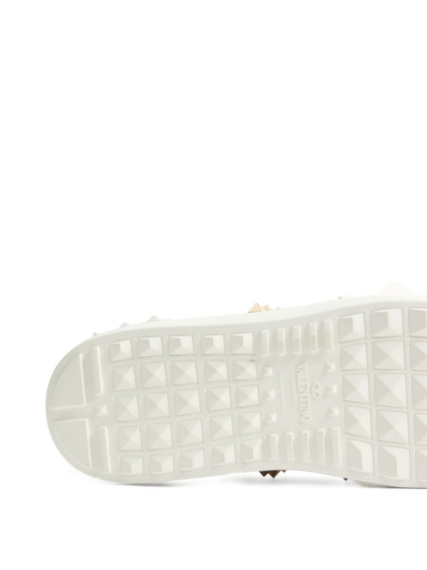 Valentino Garavani White Leather Sneakers With Red Suede Strap