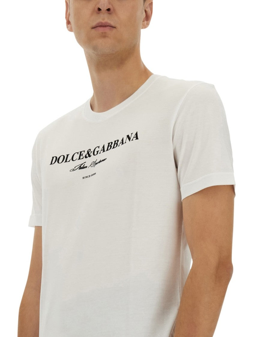Dolce & Gabbana White Cotton T-Shirt With Stylish Print