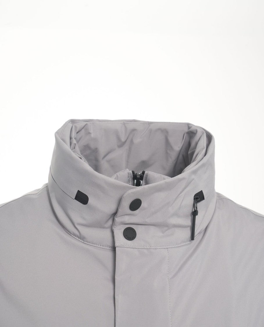 People Of Shibuya Minimalist High Collar Grey Coat With Snap Closure