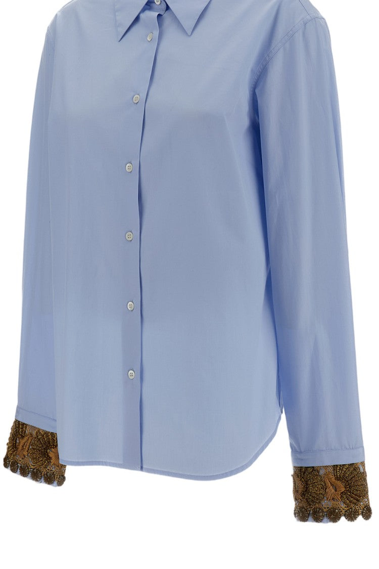 Dries Van Noten Light Blue Embroidered Cotton-Poplin Shirt