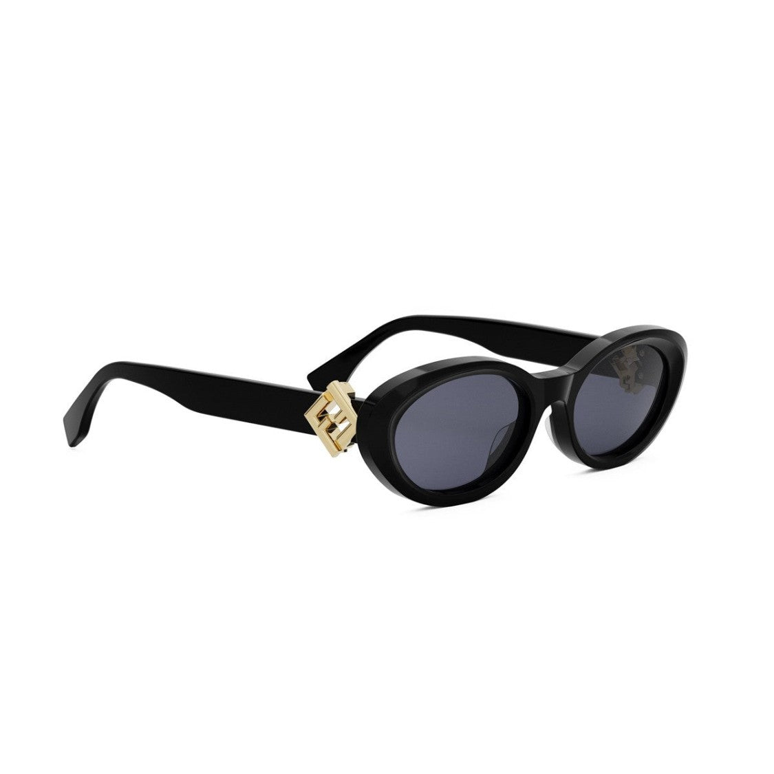 Fendi Black Ff Diamonds Acetate Oval Sunglasses