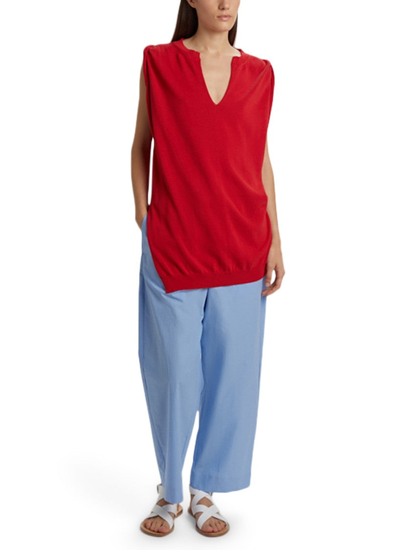 Phisique Du Role Sleeveless V-Neck Top With Ribbed Hem