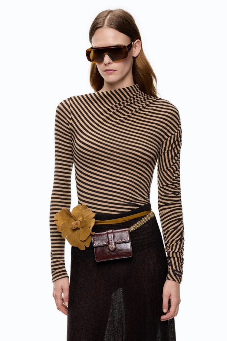 Pinko Multicolor Striped Funnel-Neck Sweater