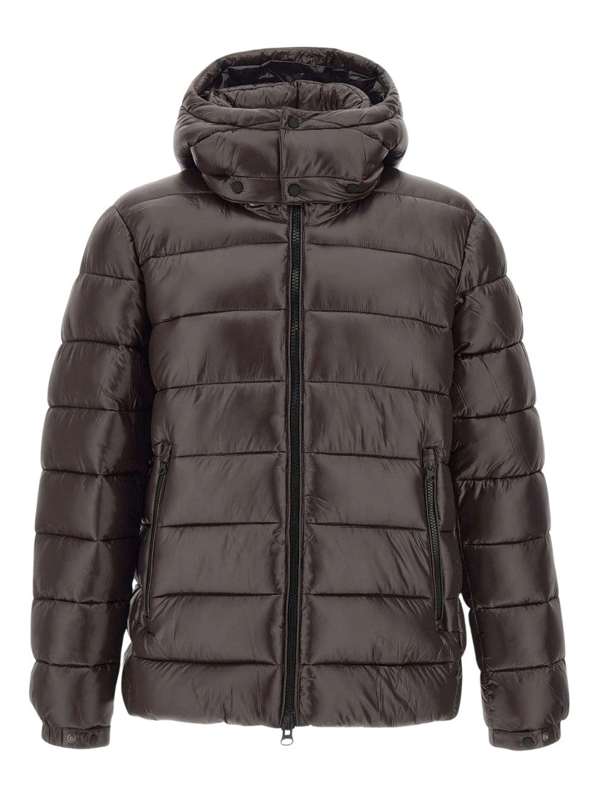 Save The Duck Florian Quilted Brown Hooded Jacket