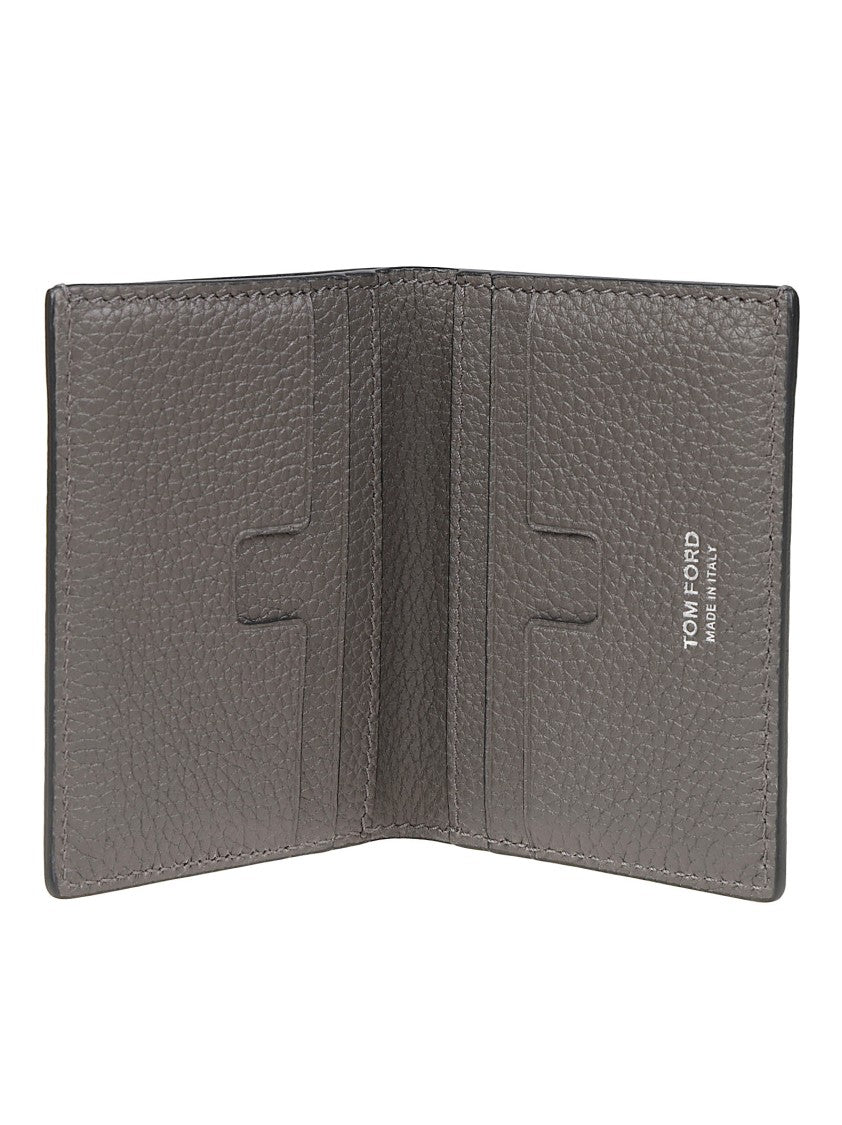 Tom Ford T Line Folding Textured Calf Leather Cardholder