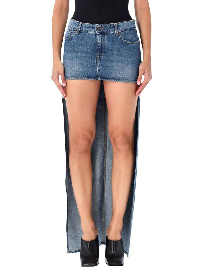 7 For All Mankind Asymetric Midtown Asymmetric Denim Skirt