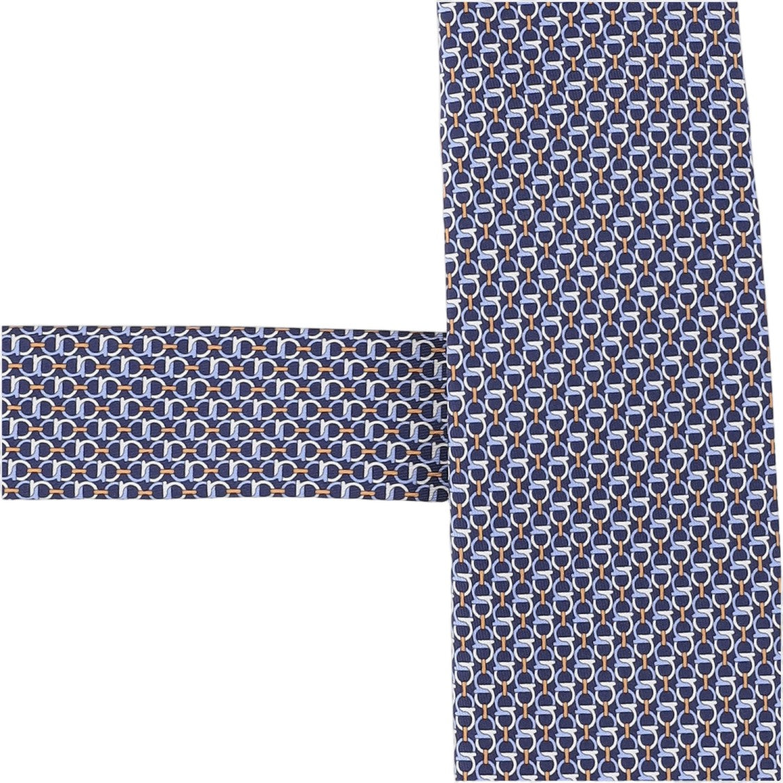 Salvatore Ferragamo Navy Patterned Silk Tie