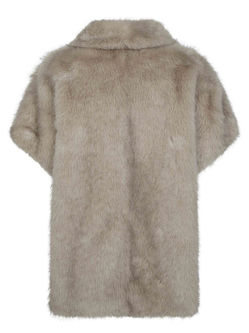 Herno Short Wide Lapel Faux Fur Coat