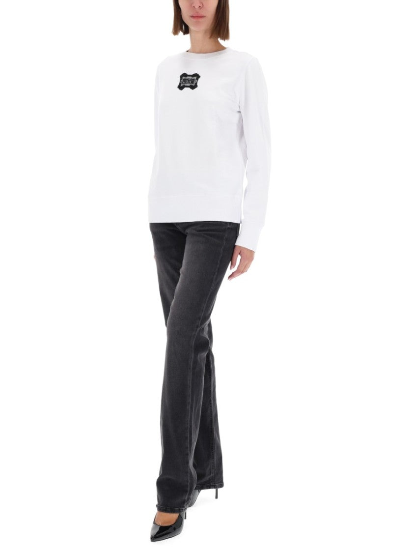 Versace Jeans Couture White Minimalist Baroque Logo Sweatshirt