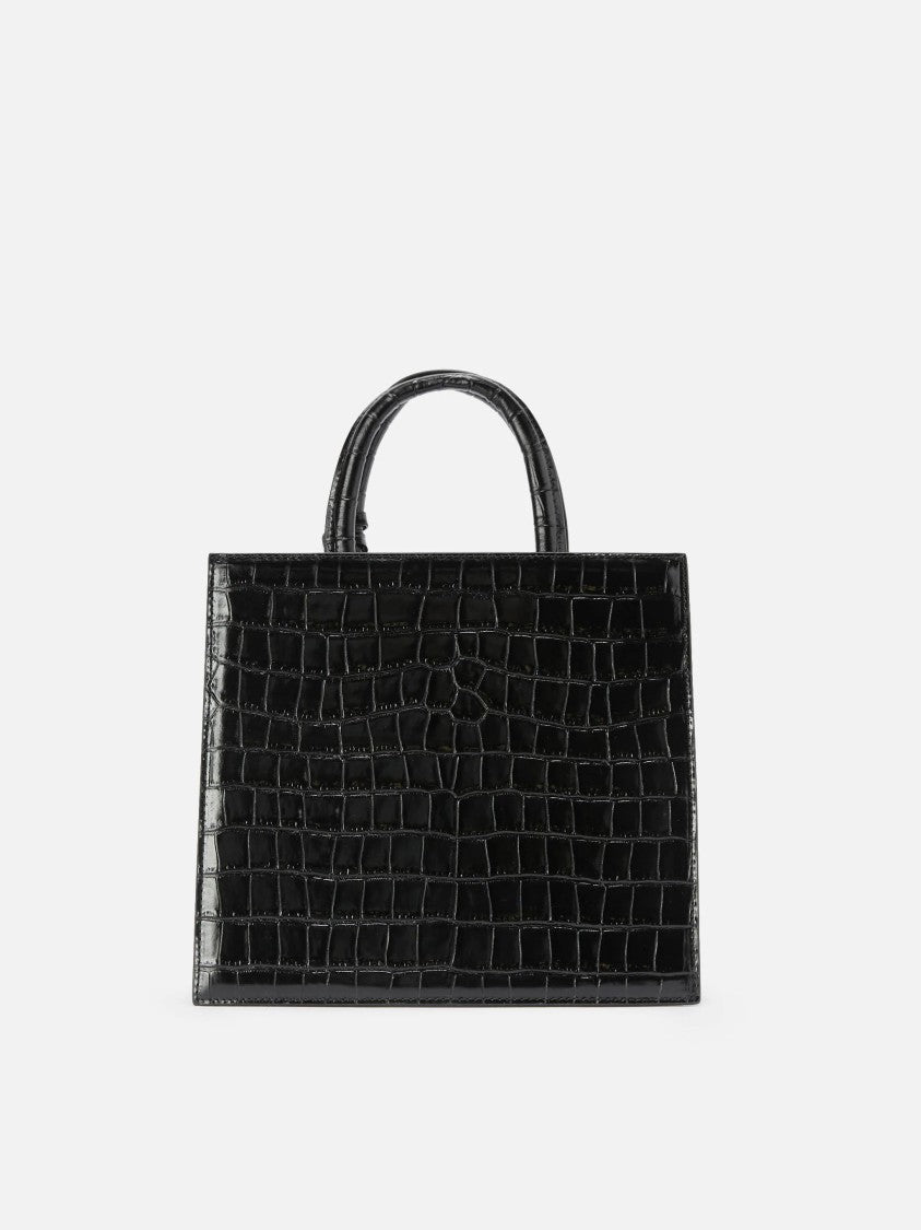 Mc2 Saint Barth Crocodile-Embossed Midi Shoulder Bag With Gold-Tone Logo